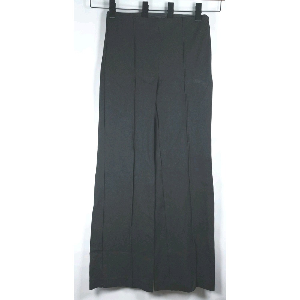 Ann Taylor Stretch Trouser Pants Black Size 4 Wide Leg Side Zip *READ